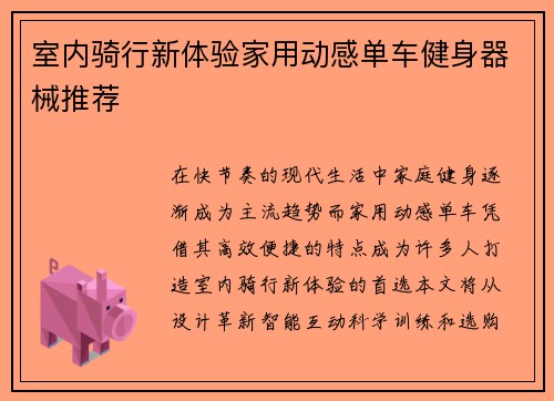 室内骑行新体验家用动感单车健身器械推荐